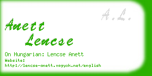 anett lencse business card